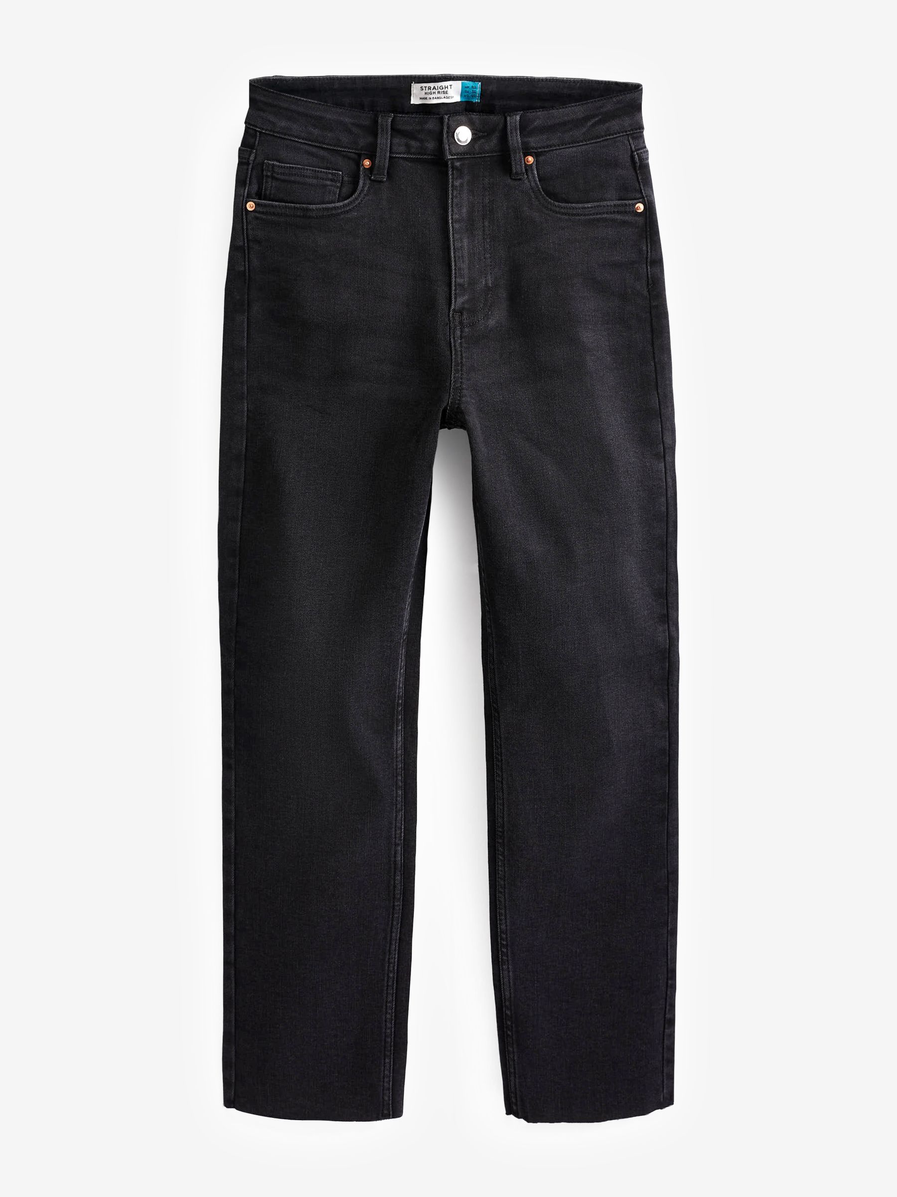 Topshop washed black raw hem straight leg jeans on sale