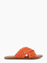 Dune London Orange Level Crochet Flat Sandals - Image 1 of 5