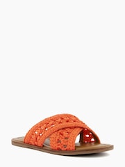 Dune London Orange Level Crochet Flat Sandals - Image 2 of 5