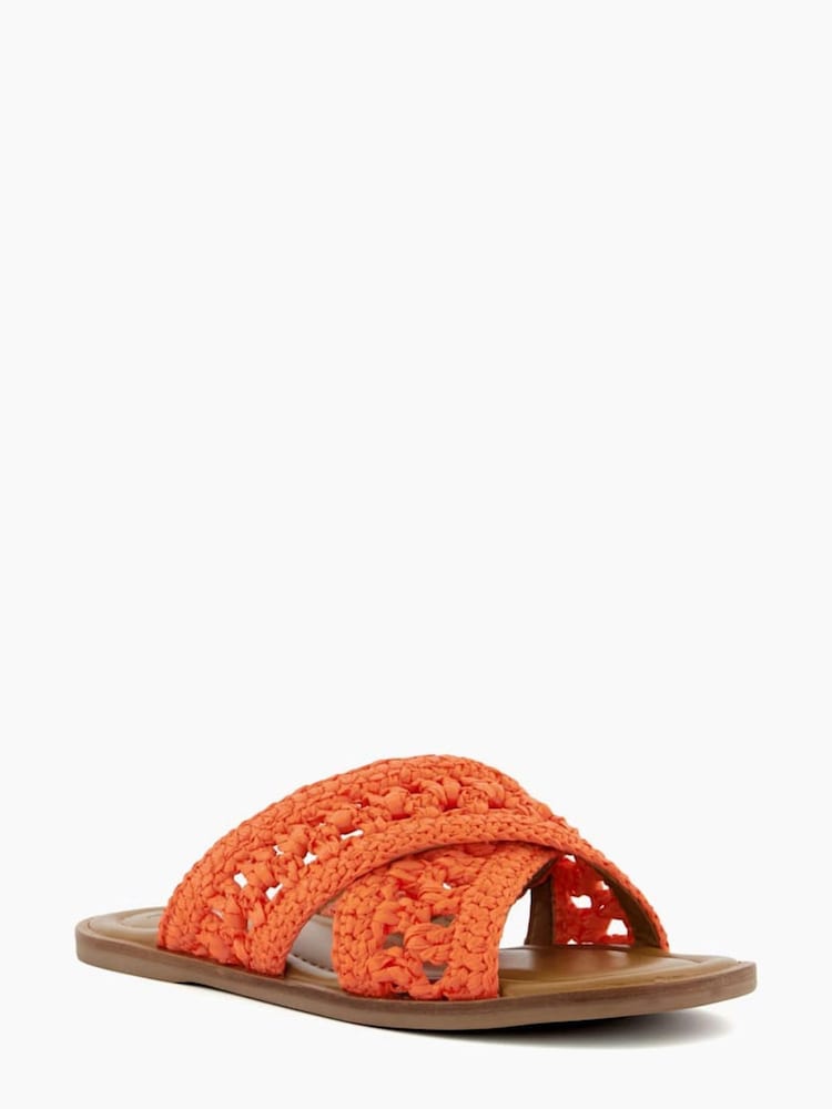 Dune London Orange Level Crochet Flat Sandals - Image 2 of 5