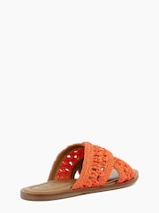 Dune London Orange Level Crochet Flat Sandals - Image 3 of 5