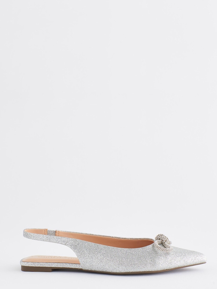 Srebrny - Buty na płaskiej podeszwie Forever Comfort® z paskiem na pięcie i kokardą - Image 6 of 8