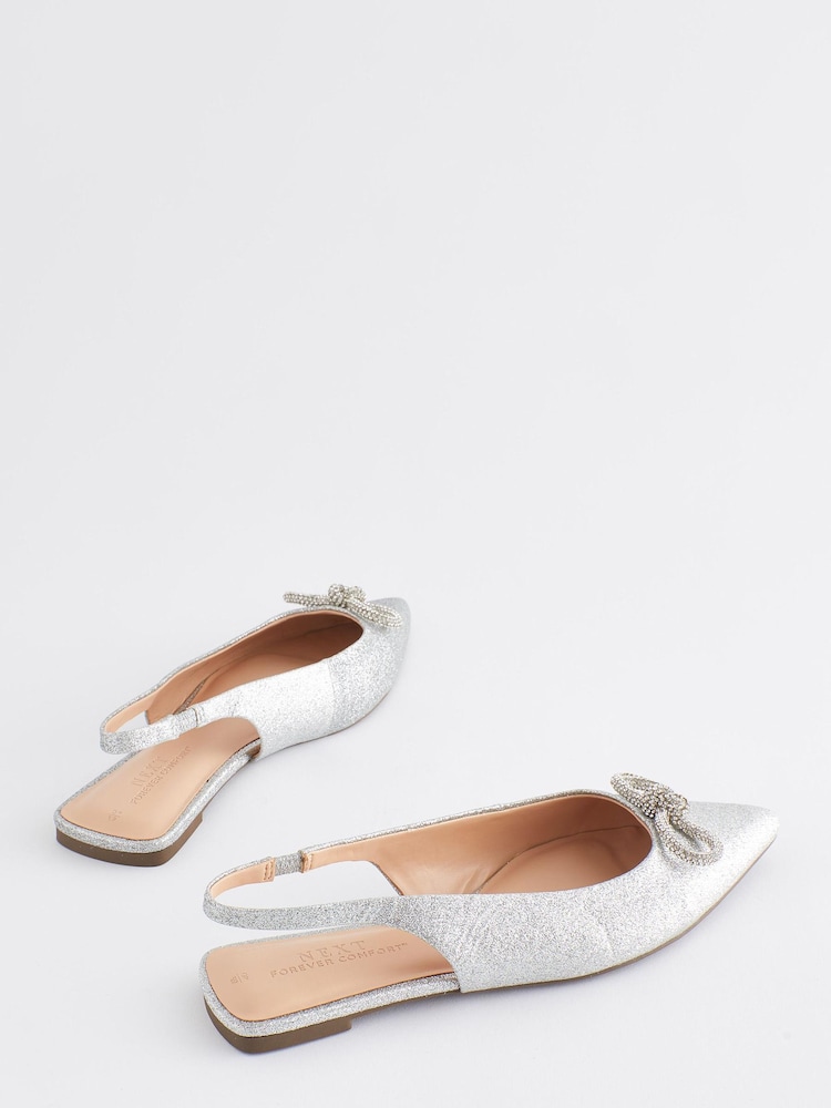 Srebrny - Buty na płaskiej podeszwie Forever Comfort® z paskiem na pięcie i kokardą - Image 7 of 8