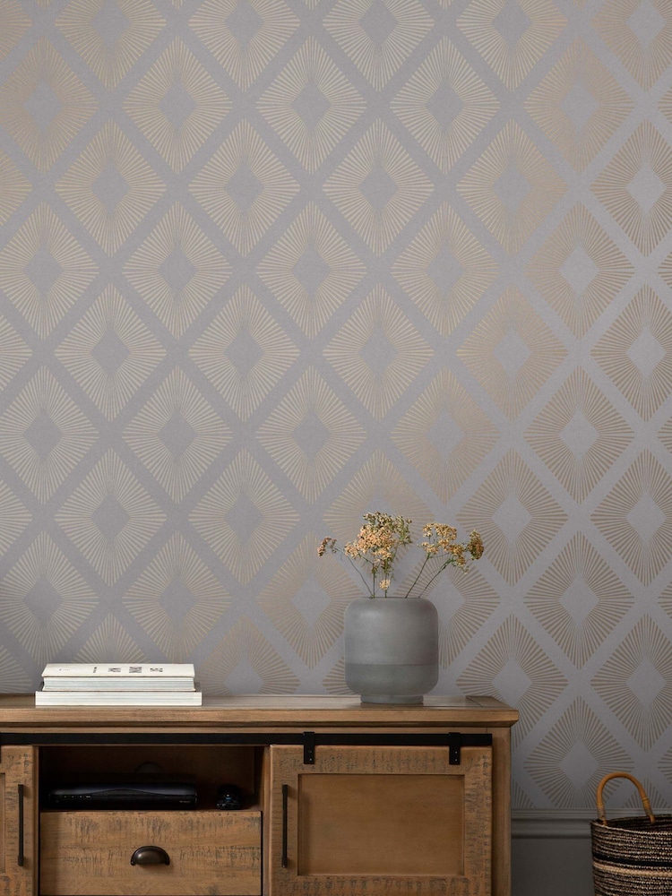Papel pintado de 10 m con diseño geométrico y elegante de rombos - Imagen 1 de 4
