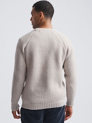 Aubin Grey Crail Fisherman Rib Crew Neck Jumper - Image 2 of 6