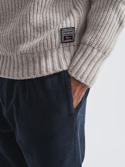 Aubin Grey Crail Fisherman Rib Crew Neck Jumper - Image 4 of 6