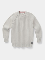 Aubin Grey Crail Fisherman Rib Crew Neck Jumper - Image 5 of 6