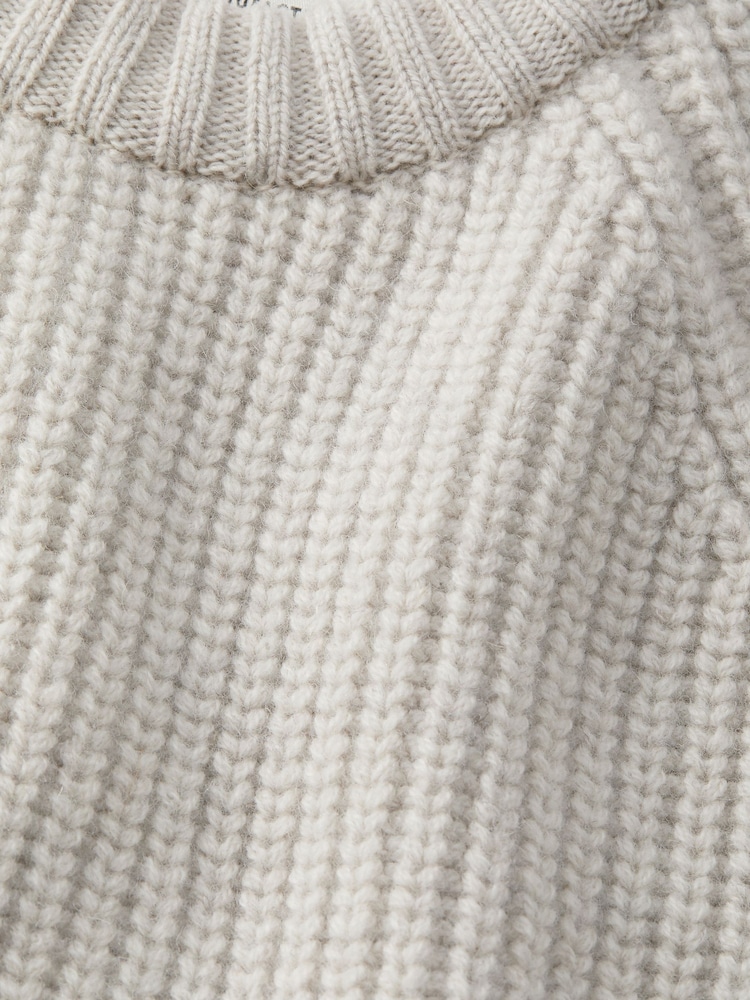 Aubin Grey Crail Fisherman Rib Crew Neck Jumper - Image 6 of 6