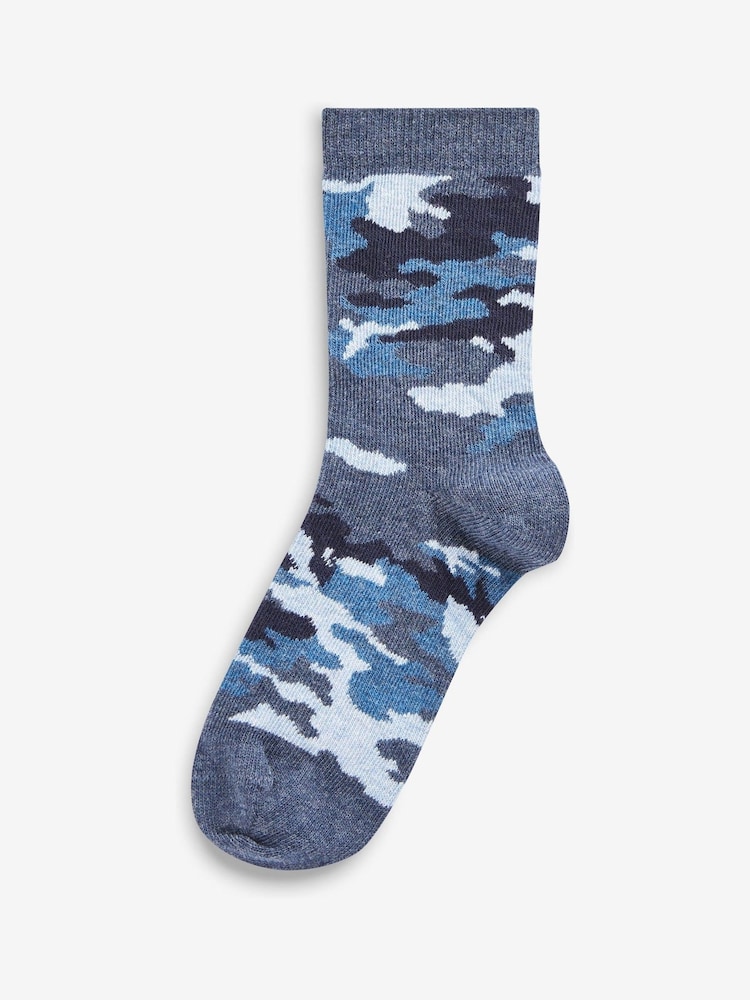 Blue Camouflage/Stripes Rich Socks 7 Pack - Image 6 of 8