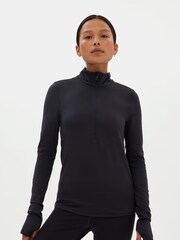 Girlfriend Collective Reset Long Sleeve Mock Neck Half Zip Black Top - Image 1 of 5