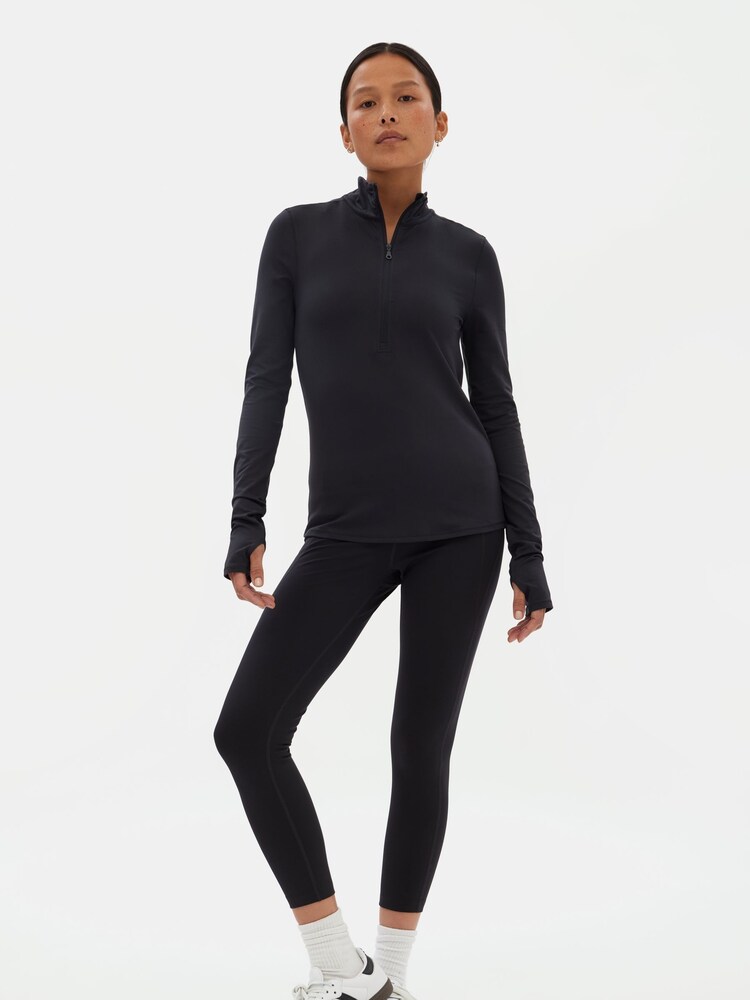 Girlfriend Collective Reset Long Sleeve Mock Neck Half Zip Black Top - Image 3 of 5