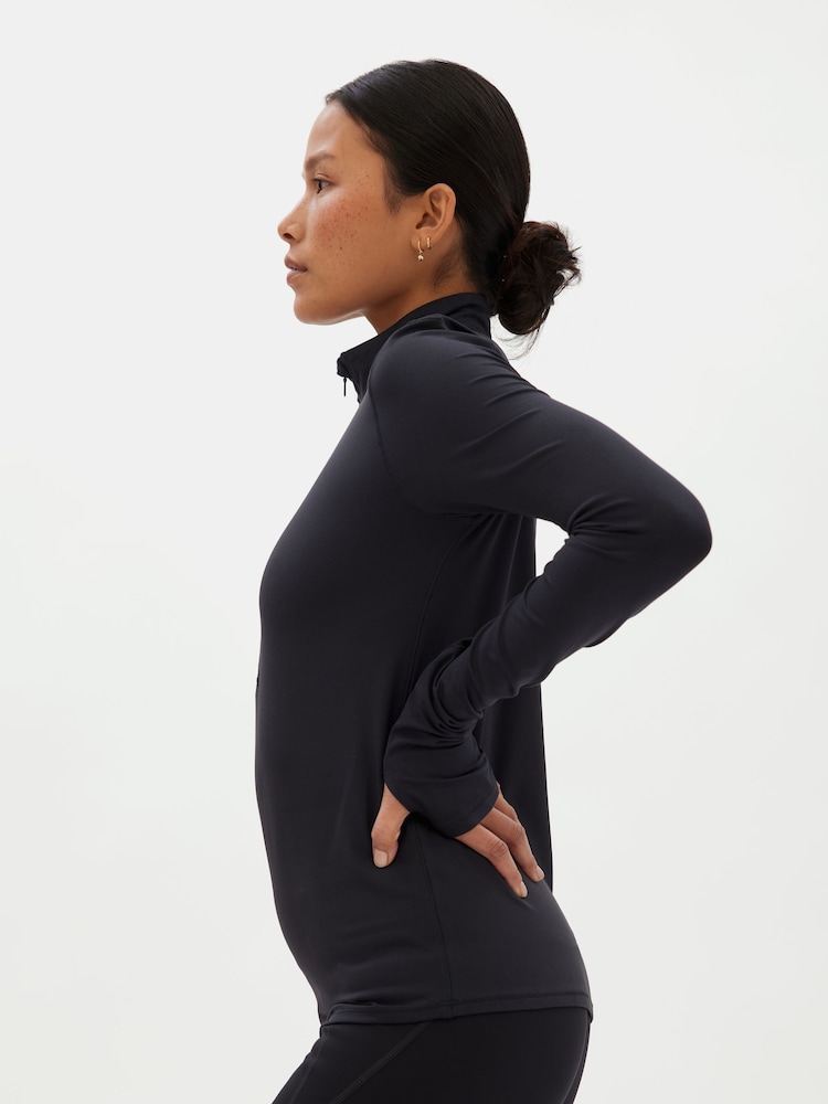 Girlfriend Collective Reset Long Sleeve Mock Neck Half Zip Black Top - Image 4 of 5