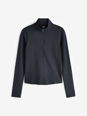 Girlfriend Collective Reset Long Sleeve Mock Neck Half Zip Black Top - Image 5 of 5