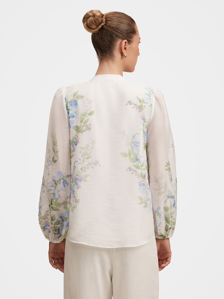 Forever New Dove Placement Printed Blouse Contains Linen - 圖片 2/5