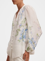 Forever New Dove Placement Printed Blouse Contains Linen - 圖片 3/5