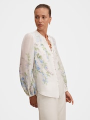 Forever New Dove Placement Printed Blouse Contains Linen - 圖片 4/5