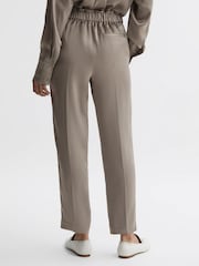 Reiss Mink Elaina Satin Elasticated Tapered Trousers - Image 5 of 5