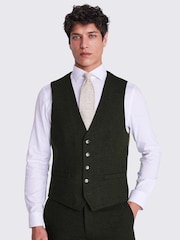 MOSS Khaki Green Slim Fit Donegal Suit Waistcoat - Image 1 of 4