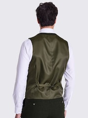MOSS Khaki Green Slim Fit Donegal Suit Waistcoat - Image 2 of 4