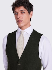 MOSS Khaki Green Slim Fit Donegal Suit Waistcoat - Image 3 of 4