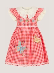 Monsoon Baby Butterfly Gingham Top & Pinafore Dress Set - Imagen 2 de 4