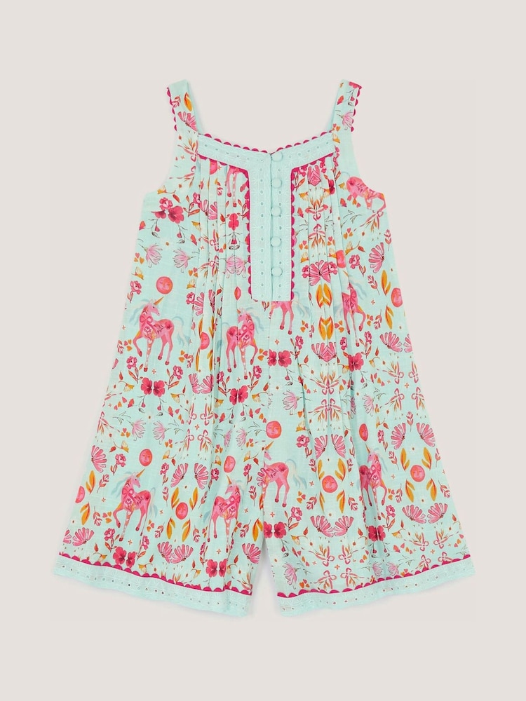 Monsoon Unicorn Floral Print Playsuit - Imagen 1 de 4