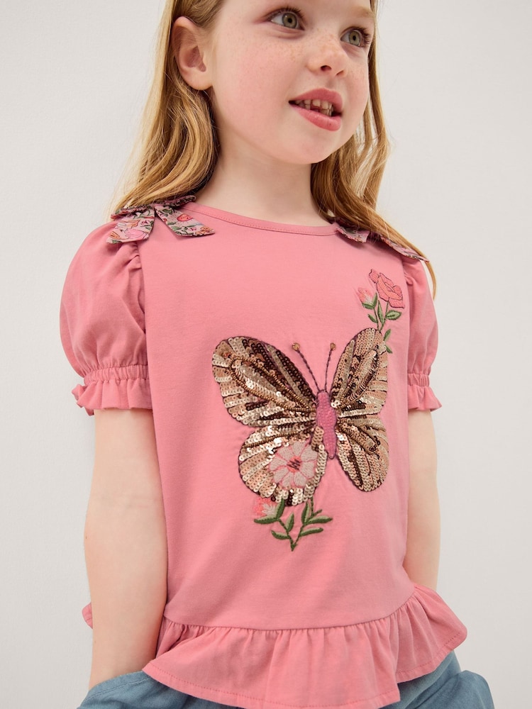Monsoon Sequin Butterfly Cotton T-Shirt - 圖片 1，共 3