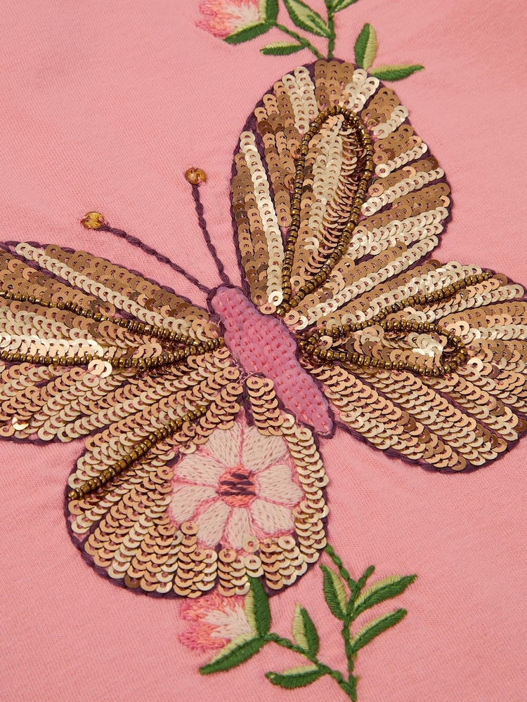 Monsoon Sequin Butterfly Cotton T-Shirt - 圖片 3，共 3