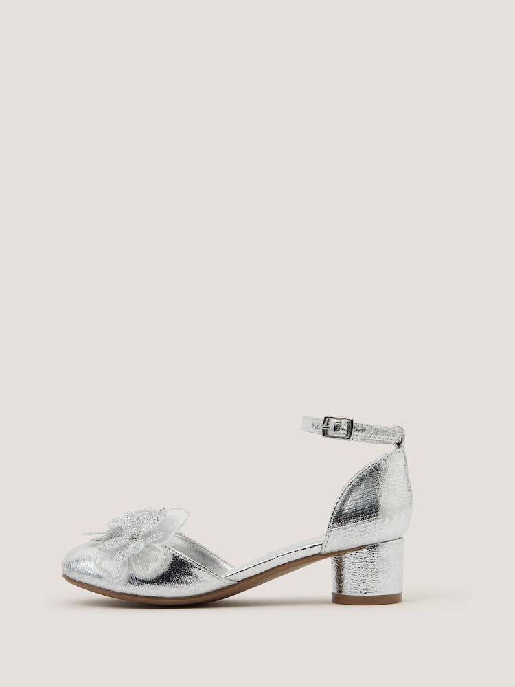 Monsoon Silver Diamanté Flower Block Heels - Image 3 of 3 Monsoon Silver Diamanté Flower Block Heels - Image 3 of 3