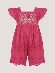 Monsoon Pink Baby Butterfly Broderie Romper - Image 1 of 2