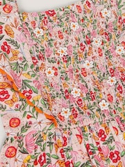 Monsoon Pink Floral Smocked Playsuit - Image 2 of 2