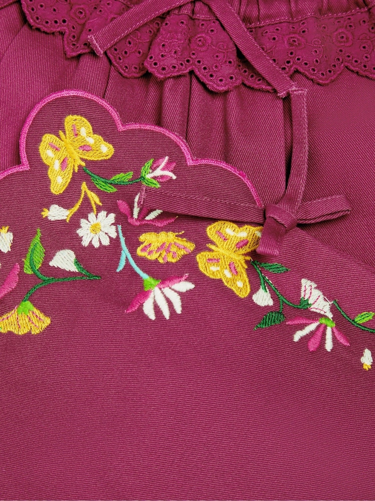 Monsoon Pink Floral Embroidered Scallop Trim Trousers - Image 4 of 4 Monsoon Pink Floral Embroidered Scallop Trim Trousers - Image 4 of 4