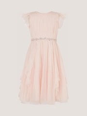 Monsoon Pink Pennie Embellished Ruffle Party Dress - Image 1 of 2
