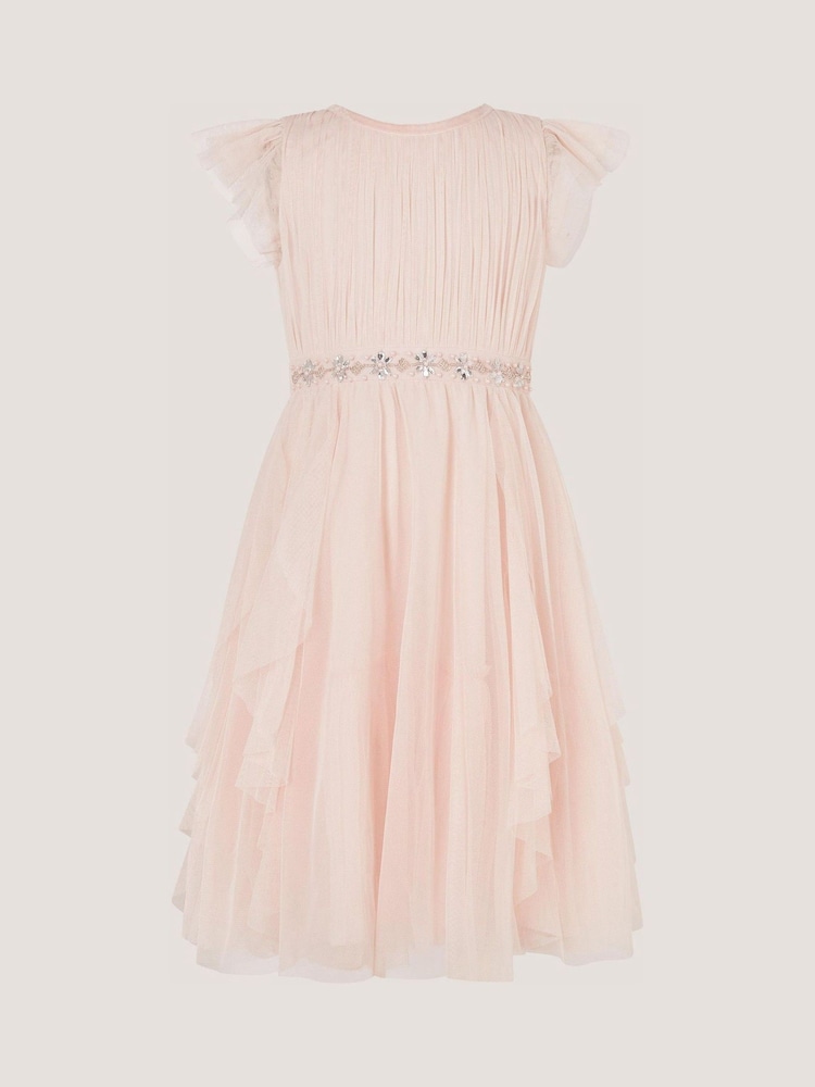 Monsoon Pink Pennie Embellished Ruffle Party Dress - Image 1 of 2 Monsoon Pink Pennie Embellished Ruffle Party Dress - Image 1 of 2