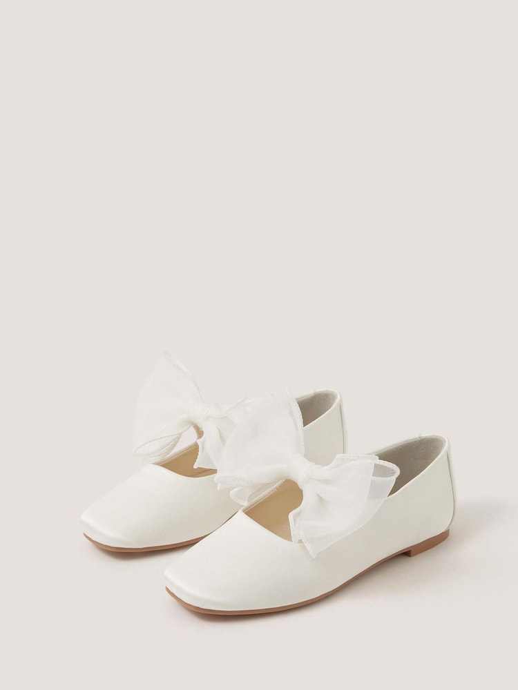 Monsoon Cream Organza Bow Ballet Flats - Image 1 of 2 Monsoon Cream Organza Bow Ballet Flats - Image 1 of 2
