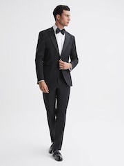 Reiss Black Poker Modern Fit Tuxedo Trousers - Image 3 of 5