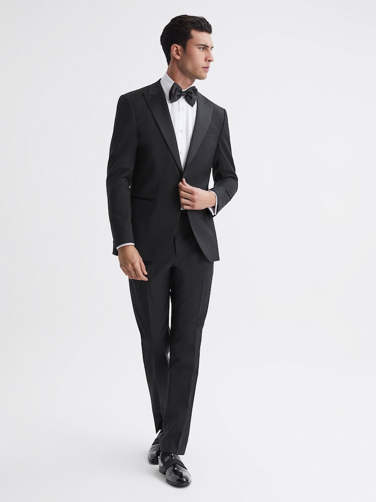 Reiss Black Poker Modern Fit Tuxedo Trousers - Image 3 of 5