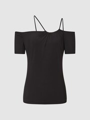 Reiss Black Cierra Off-Shoulder Strap Top - Image 2 of 6