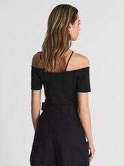 Reiss Black Cierra Off-Shoulder Strap Top - Image 5 of 6