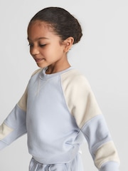 Reiss Blue Brooke Junior Colourblock Jersey Sweatshirt - Image 1 of 7