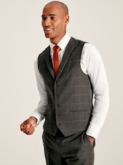 Joules Green Window Pane Check Suit Waistcoat - Image 1 of 6