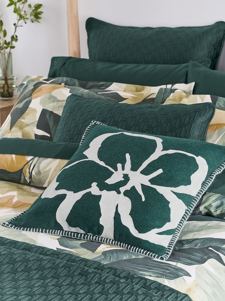 Ted Baker Green Magnolia Felt Embroidered Cushion - Image 1 of 4 Ted Baker Green Magnolia Felt Embroidered Cushion - Image 1 of 4