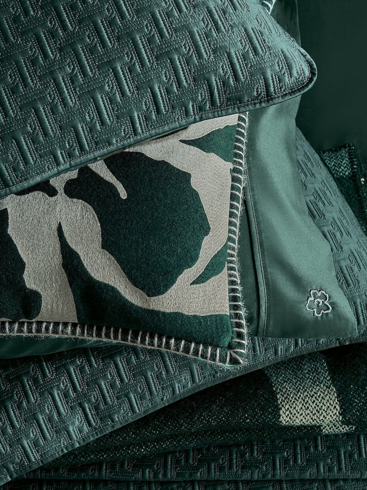 Ted Baker Green Magnolia Felt Embroidered Cushion - Image 2 of 4 Ted Baker Green Magnolia Felt Embroidered Cushion - Image 2 of 4
