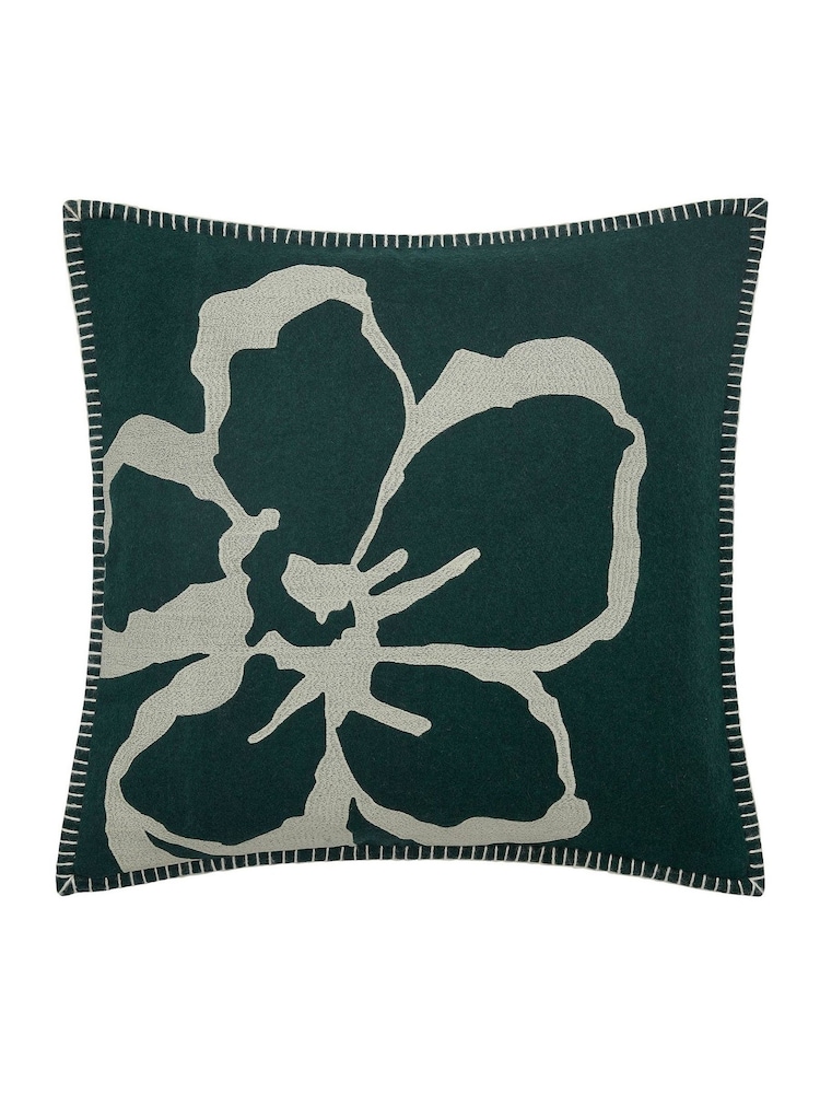 Ted Baker Green Magnolia Felt Embroidered Cushion - Image 4 of 4 Ted Baker Green Magnolia Felt Embroidered Cushion - Image 4 of 4