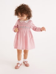 Pink Geo Printed Shirred Collar Dress (3mths-8yrs) - Image 1 of 9