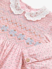 Pink Geo Printed Shirred Collar Dress (3mths-8yrs) - Image 8 of 9