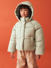 Green Shower Reistant Crop Padded Coat (5-14yrs) - Image 3 of 10