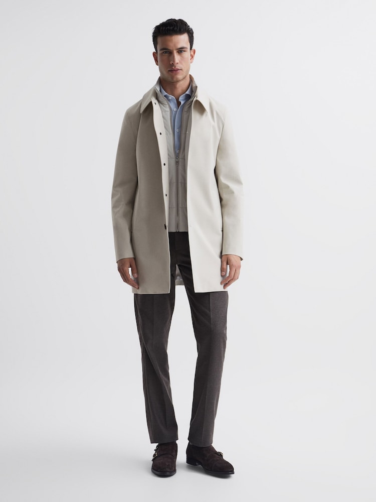 Reiss Stone Perrin Coat With Removable Zip Neck Insert - Image 1 of 6