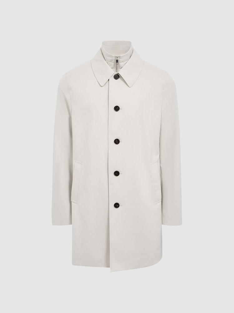 Reiss Stone Perrin Coat With Removable Zip Neck Insert - Image 2 of 6