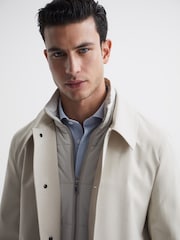 Reiss Stone Perrin Coat With Removable Zip Neck Insert - Image 4 of 6